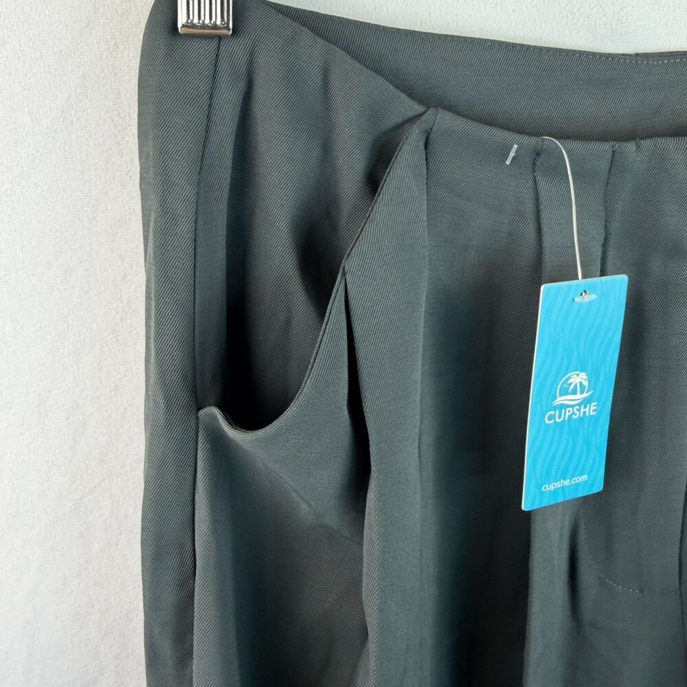 Cupshe NWT Dark Gray Pleated Wide-leg Pants/Trousers Size Small - Picture 7 of 7
